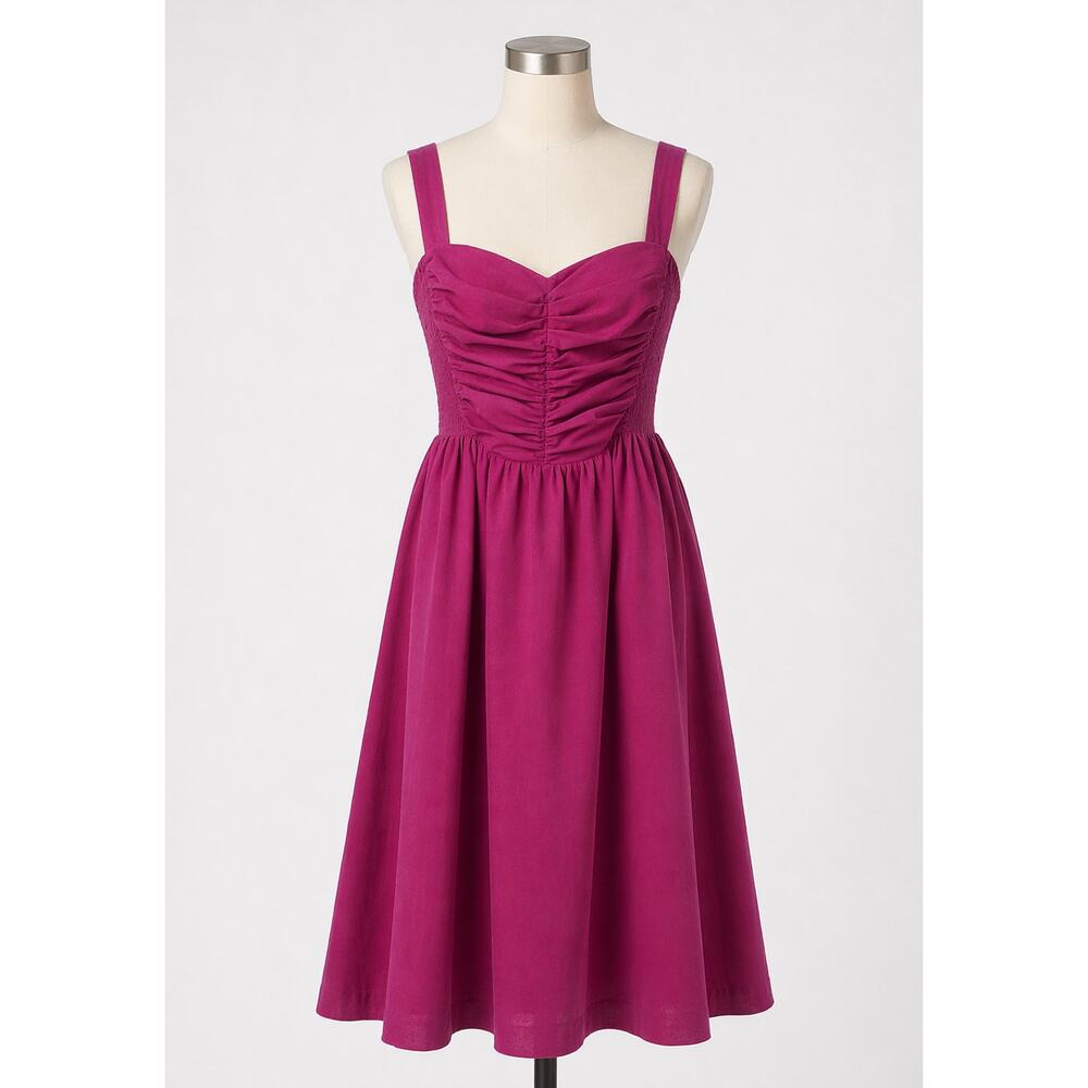 Anthropologie | Pink Corduroy Summer Dress Fit & Flare 6